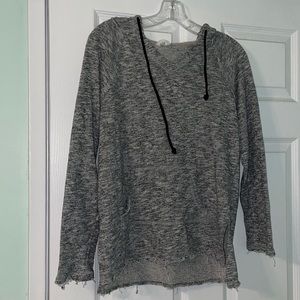 Grey and white with black strings hoodie